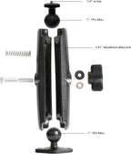 xik Heavy Duty 1/4"-20 Thread Mount: 5.91 inch Aluminum Long Arm with Double Ball Head & 1" Ball- Rhombic Base - Fits DSLR Camera, CCTV, Action Cam, Projector, Security Camera (Wall/Desk/Car/Boat)