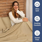 Split Head King Sheet Set – 4 Piece Flex Split Top King Sheets for Adjustable Beds - Fits 14” to 16" Mattress w/ Deep Pockets - Breathable & Cooling - Luxury Bedding and Wrinkle Free - Heathered Tan