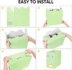BALEINE File Organizer Box, Cardboard File Folder Organizer with Handle for Letter Size, Portable Collapsible Hanging Filing Box for Home Office Document Storage (2 Pack, Green)
