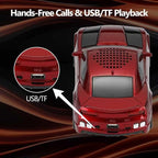 WSTER Sports Car Model Bluetooth Speaker with Stereo Sound, TWS Pairing, LED Party Lights, USB/TF Playback, Movable Wheels, Unique Retro Car Gifts (RED)