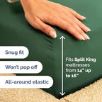 Split Head King Sheet Set – 4 Piece Flex Split Top King Sheets for Adjustable Beds - Fits 14” to 16" Mattress w/ Deep Pockets - Breathable & Cooling - Luxury Bedding and Wrinkle Free - Emerald Green