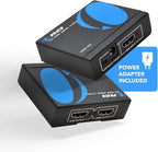 OREI HDMI Splitter 1 in 2 out - Ultra HD 4K @ 30Hz, HDCP, 3D & Full HD 1080P Support for Xbox, PS4, Blu-ray, HDTV - Adapter Included