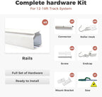 ChadMade Ceiling Track Kit with Hooks, Wall Mount Curtain Track, x-Large Size for Space 12ft - 18ft Wide, Single Window Rods Work with Grommet and Pinch Pleated Curtain