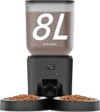 Automatic Cat Feeder for 2 Cats - 8L/34 Cups Large Capacity Auto Cat Food Dispenser with LCD Screen, 2 Food Trays, Timed Feeder, Up to 50 Portions 6 Meals Per Day, Keep Fresh