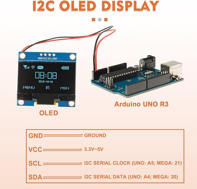 JAMHER 1.3 Inch I2C IIC OLED Display Module 128x64 Pixel Mini Self-Luminous Display Screen Board for Arduino Projects Raspberry Pi with Wire(3Pack Blue)