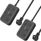 2 Pack Power Strip with 6 Outlets(2 Side) and 4 USB, NTONPOWER Flat Plug Extension Cord 5 Ft, Overload Protection, Wall Mount, Compact Size Charging Station for Office Desk, Nightstand and Travel