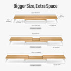 loukin Dual Monitor Stand Riser for Desk, 43.6"*8.2"*3.2" Large Computer Stand for 2 Monitors, Laptop, Printer, Length and Angle Adjustable Computer Shelf, Home Office,Max 43.6" Length Natural