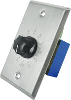 Rockville VOL70200 SS 200W 70V Wall Volume Control Zone Controller, Stainless Steel, Single-Gang, Euro-Block Connectors, Perfect for Commercial Audio Systems