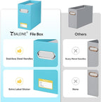 BALEINE File Organizer Box, Cardboard File Folder Organizer with Handle for Letter Size, Portable Collapsible Hanging Filing Box for Home Office Document Storage (4 Pack, Blue)