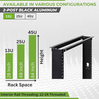 NavePoint 13U 2 Post Open Frame Server Rack for 19 Inch Equipment, AV, Networking, Data & IT Devices, 2-Post Rack 13U 661lbs Weight Capacity, Black