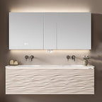 56IN Bathroom Vanity - Smart Defogging Mirror Cabinet | Waterproofing Technology & Wave Shaped Door Panel, Floating Bathroom Vanities with Large Storage Space (Mirror Cabinet)