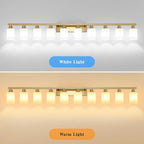 DIKAIDA Gold Bathroom Vanity Light,10-Light Brushed Gold Bathroom Light Fixtures with White Frosted Glass,64.5in Wall Lamp Sconces for Mirror Bedroom,Living Room Hallway,E26