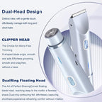 Bikini Trimmer for Women 2 in 1 Dual Head - IPX7 Waterproof Painless Electric Razors for Beauty, Pubic Hair, Face, Legs & Underarms– Portable Cordless Shaver with Fast Charging, Easy Cleaning (Blue)