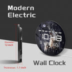 Timethink 12'' Full Moon Howling Wolves Digital Wall Clock Large Display, Forest Wildlife Wolf Decor Electric Wall Clock Auto-Brightness, Temperature, 12/24hr, Date, USB Powered for Man Cave Bedroom
