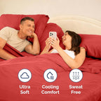 Split Head King Sheet Set – 4 Piece Flex Split Top King Sheets for Adjustable Beds - Fits 14” to 16" Mattress with Deep Pockets - Ultra-Soft, Breathable & Cooling - Luxury Bedding & Wrinkle Free - Red