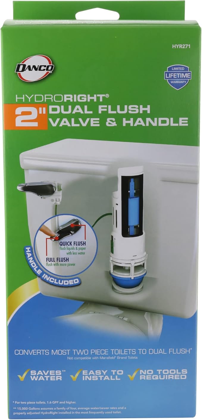 Danco HYR271T Hydroright Dual Flush Valve and Lever Handle, No Size, White (Pack of 5)