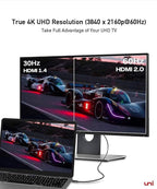 uni USB C to HDMI Cable for Home Office 6ft (4K@60Hz), USB Type C to HDMI Cable, Thunderbolt 4/3 Compatible with iPhone 15 Pro/Max, MacBook Pro/Air 2023, iPad Pro, Surface Book 2, Galaxy S24