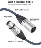 HUALEU 3Pin XLR 1 Male to 4 Female Splitter Cable 2Feet,4WAY XLR Four-Input and one-Output Parallel Connection Adapter,4 Microphone inputs Converted to 1 Output,4 in to 1 Out Aduio Splitter Cable