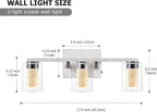 SADENICEL Brushed Nickel Vanity Lights, 3-Light Bathroom Light Fixtures, Crystal LED Bathroom Lights Dimmable White/Neutral/Warm Light with Clear Glass Shade for Bathroom Bedroom Hallway Lighting