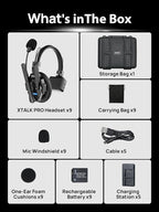 SYNCO XTALK XPRO Wireless Communication Headset System, 9 Person Full Duplex 2.4GHz Wireless Headsets with 24H Battery Life 500m/1640ft Noise Reduction, Xtalk-Xpro9-intercom-communication-headset