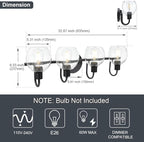 WINSHEN 4-Lights Contemporary Bathroom Light Fixtures Over Mirror with Seeded Globe Glass Shades, Black Rustic Vanity Wall Lighting for Bedroom Dressing Cabinet