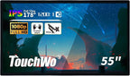 TouchWo 55" Interactive Touchscreen Monitor, Smart Board FHD 1080P Display with Wall Mount, Android 11 Smart Touch Screen Presentation Electronic Whiteboard for Office & Classroom, RAM 2G & ROM 32G