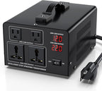 2000W Voltage Converter Transformer Step Up 110V/120V to220V/240V or Step Down 220V to 110V AC Power Converte, Circuit Breaker Protection, 2 US sockets, 2 Universal sockets, LCD Display