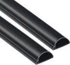 D-Line Half Round Cord Hider, Patented Cable Cover, Hide TV Wall Mount Wires, Raceway for Cords, Decorative Wire Covers, Paintable, Adhesive Cable Concealer - 2X 1.18in W x 0.59in H x 39in L - Black