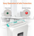 Bonsaii High Security Shredding Paper Shredder, 6-Sheet Cross-Cut, Credit Card Shredder, Home Office, Handle for Document, Mail, Staple, 3.4 Gal Wastebasket, White & Blue