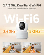 Anona 4K UHD Indoor Camera with 256GB SD Card, Pet/Dog/Baby Security Camera with Phone App, 360° Pan-Tilt, 2.4G/5G Wi-Fi 6, Auto-Tracking, Person/Pet/Baby Crying Detection, Privacy Mode, Two-Way Audio