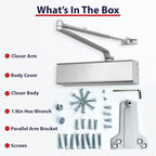 Lawrence Heavy Duty Door Closer Commercial Grade 1 - Adjustable 6-Speed Delayed-Action Door Control with 3 Pistons – Flexible Installation with Included Hardware - Embassy Series LH816