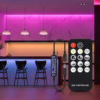 BTF-LIGHTING Mini RF Dimmer Controller 14 Keys for FCOB 3014 5630 5730 3528 Strip Lights DC5V/DC12V/DC24V Brightness Mode Effect Mode Wireless LED Dimmer Controller(Single Color)