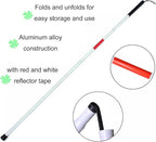 Baitaihem Folding Blind Cane Reflective Red Folding Walking Stick for Vision Impaired and Blind People