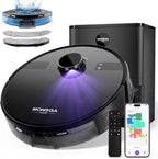MONSGA Robot Vacuum and Mop Combo, 6000Pa Robotic Vacuum with 3.5L Self Emptying Station, Lidar Navigation Robot Vacuum Cleaner, 180mins Runtime, APP/Remote/Voice Control, for Hard Floors and Carpets