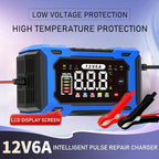 6-Amp 12V Smart Car Battery Charger, Battery Maintainer Trickle Charger with Desulfator, Pulse Repair & Overcharge Protection - for Car Lawn Mower Marine Lead-Acid Batteries (Blue)