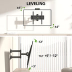 USX MOUNT Corner TV Wall Mount for 26-60 Inch TVs up to 80 lbs, Single Articulating Arm, Full Motion TV Wall Mount Bracket with Swivel and Tilt, Max VESA 400x400mm