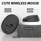 Wireless Keyboard and Mouse, KOOTOP Cute Black Keyboard and Mouse, 2.4G Wireless Keyboard with Retro Round Keycap for PC, Mac, Laptop,Tablet,Computer Windows (Black)