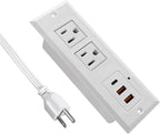 20W Recessed Power Strip USB C Fast Charge Desk Power Outlet Type C Flush Mounted Extension Power Plug for Conference Countertop Desktop Drawer Sofa ETL Listed (White)