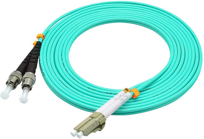 Jeirdus 3Meters 10ft LC to ST Duplex 50/125 10G OM3 Multi-Mode Fiber Optic Cable Jumper Optical Patch Cord LC-ST