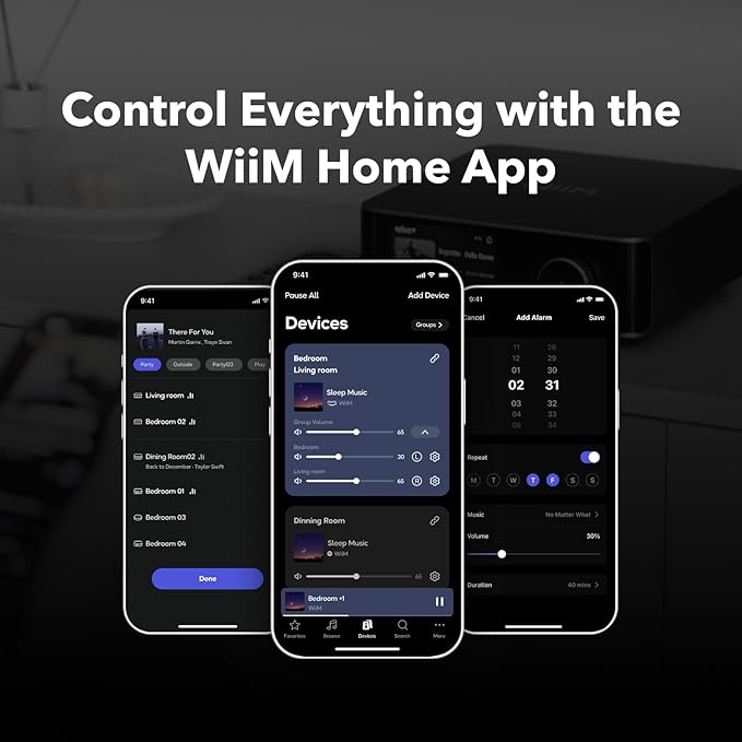 WiiM Amp Ultra with Voice Remote 2 | 100W Streaming Amplifier with Premium ESS ES9039Q2M DAC & Dual TI TPA3255 Amps | Built-in RoomFit EQ & Touchscreen | HDMI ARC, Optical, RCA Inputs | Space Gray