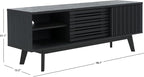 SAFAVIEH ESMA TV Stand for up to 65" Flatscreen – Black, Sliding Doors with Interior Storage, Entertainment Media Console (MED9640B)