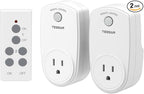2 Pack Remote Control Outlet, TESSAN Wireless Electrical Plug Switch for Lights, Lamps, Fans, 100ft RF Range, 1200W (1 Remote + 2 Outlet)