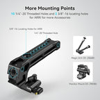 SmallRig Lightweight NATO Top Handle, Quick Release NATO Grip w/NATO Rail for DSLR Camera Cage, Universal Top Handle with 5 Cold Shoe Adapters - 4345
