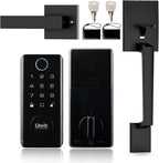 UMIK UMIKSMART Fingerprint Smart Door Lock with Heavy Duty Handleset, Keyless Entry Door Lock, Electronic Keypad Deadbolt Locks, App Control for Front Door, Home (Matte Black)