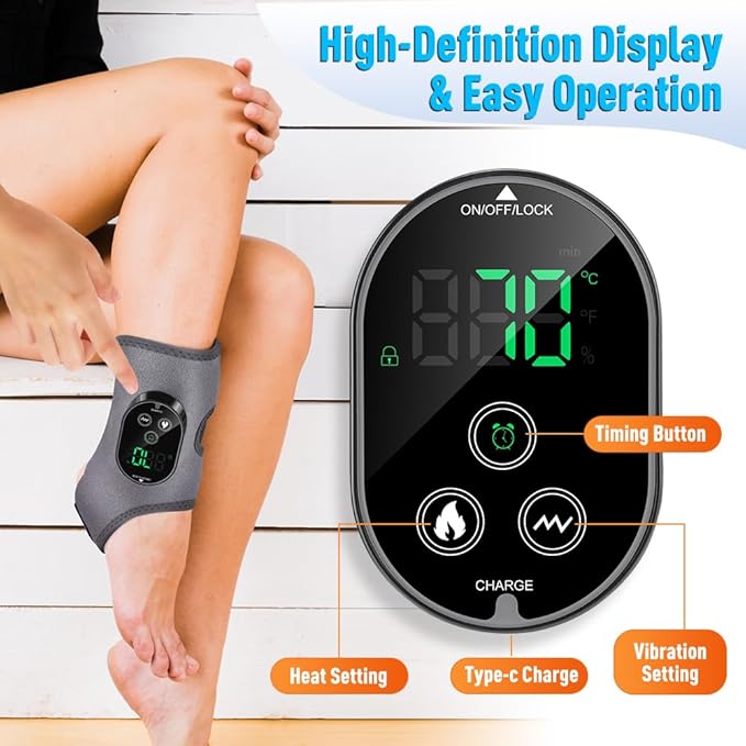 Foot and Ankle Massager for Pain Relief, Ankle Heating Pad Foot Renew Triple Method Massager Rechargeable Cordless Design with 6 Heating 3 Massage Modes & Timer