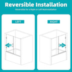 Pivot Swing Bathtub Door, Adjustable Width 60" W x 59" H Semi-Frameless Shower Glass Door with 5/16 in (8mm) Clear SGCC Tempered Glass with Nano Easy-Clean Coating (Matte Black)