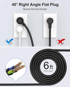 2 Pack Power Strip Surge Protector - AUOPLUS 6 Outlets 4 USB Ports 6Ft Long Extension Cords, Flat Plug Overload Protection, 2100 Joules, Wall Mount for Home, Office and Dorm Essential, ETL Listed