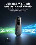 REOLINK 2K Battery Video Doorbell Camera, 150°x150° Head-to-Toe View, 2.4/5 GHz WiFi, Two-Way Talk, No Monthly Fee, Person/Vehicle/Package Detection(Chime not Included)