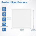 CycevSun 16-Pack 2x2 LED Flat Panel Light - Drop Ceiling, 30/40/50W Selectable, 5500LM, 4CCT 3000K/4000K/5000K/6000K Switchable, 0-10V Dimmable, 100-277V, ETL Listed