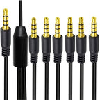 MysRuida 3.3ft 1/8” 3.5mm TRRS Stereo Audio Cable, 1 to 6 Splitter Male Aux Cord, 4 Pole Jack Headphone MIC Adapter for Smart Phones, MP3, Laptops, Speaker, Don’t Support MIC of iOS Headphone